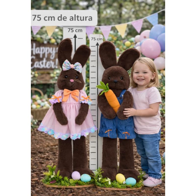 Coelho de Pelúcia Páscoa 75 cm Brinquedo Decoração Charmosa e Aconchegante Coelhinho BUNNY DECORAÇÃO DE PÁSCOA