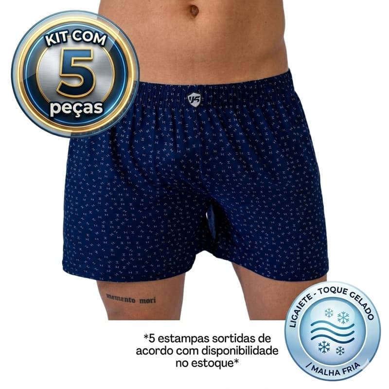 Kit 5 Samba Canção Masculino Adulto Short de Dormir, Cueca, Pijama, Cirola, Liganete, Fresco, Leve