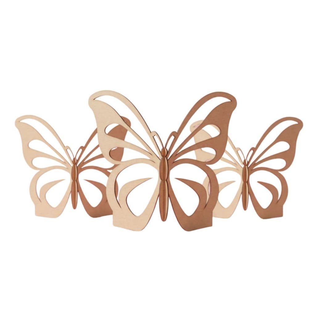 Mini Trio Borboletas 29cm MDF Decoração Festa Mesa Jardim Encantado