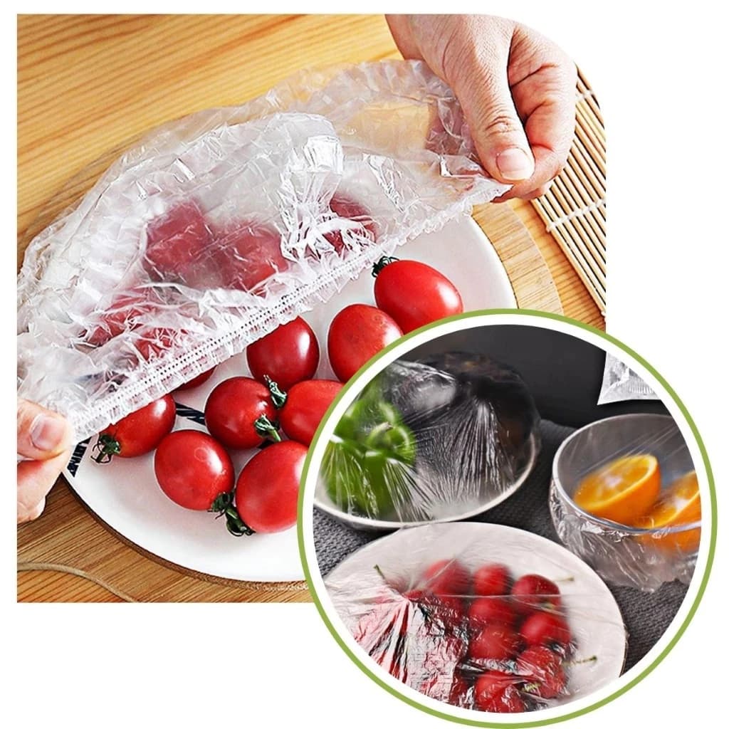 Tampas de Plástico Descartáveis para Alimentos Conjunto de Filme Plástico Capa Transparente Minimalista