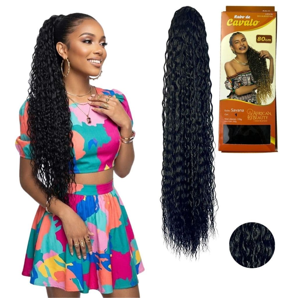 Rabo De Cavalo Longo 80Cm Modelo Savana Cacheado African Beauty