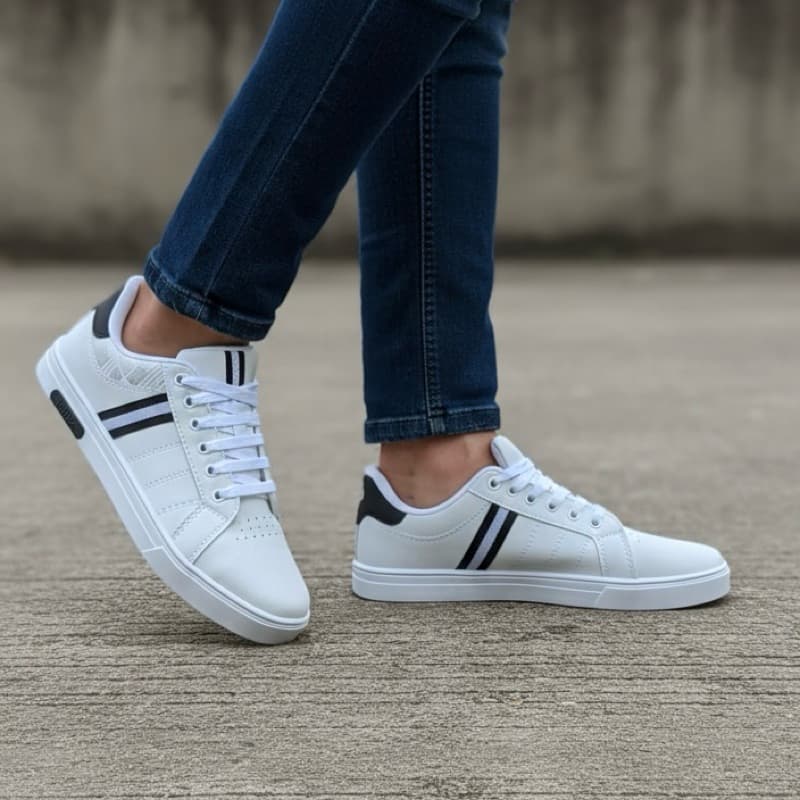 Sapatenis unicc branco com preto masculino adulto lançamento casual fashion