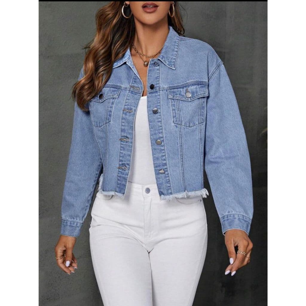 Jaqueta Jeans Feminina Azul Claro Premium Oversized P M G GG