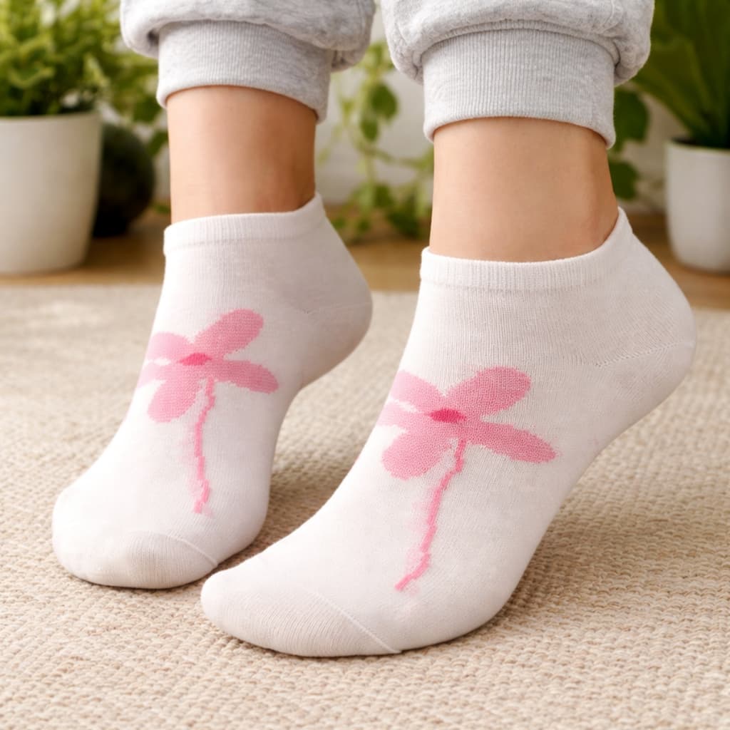 12 Pares De Meias Femininas Finas Confortáveis Estampas Florais Variadas 35-40