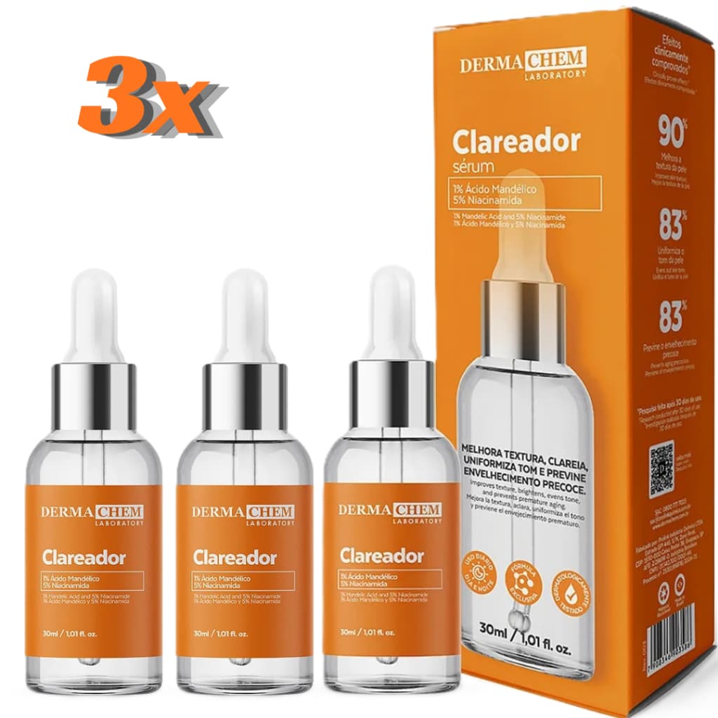 Kit 3 Sérum Niacinamida Dermachem Clareia Manchas Uniformiza Tom da Pele Resultado Visível