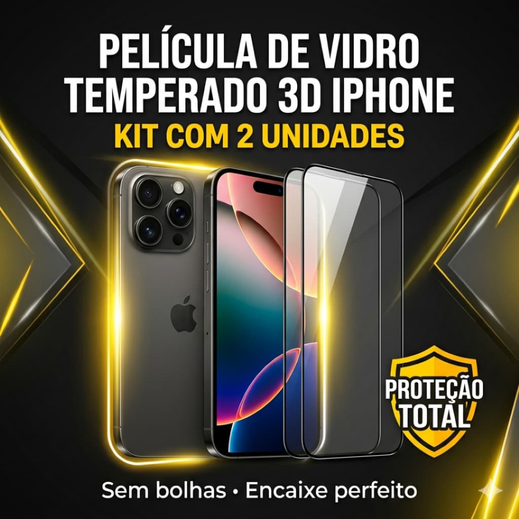 Película de Vidro Temperado 3D iPhone Kit 2 Unid Proteção Total
