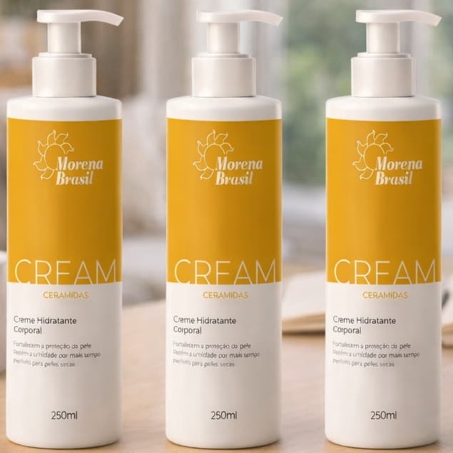 💛 Kit 3x Hidratante Corporal Morena Brasil Cream Ceramidas 250ml – Hidratação Prolongada