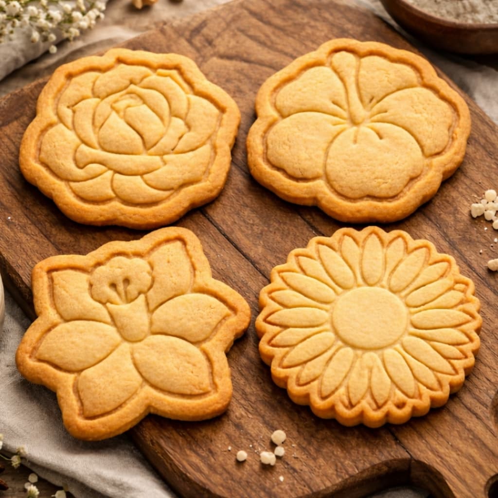 Kit 4 Cortadores Molde Biscoito Flores Rosa Girassol Hibisco Lembrancinha Carimbo Massa Mãe