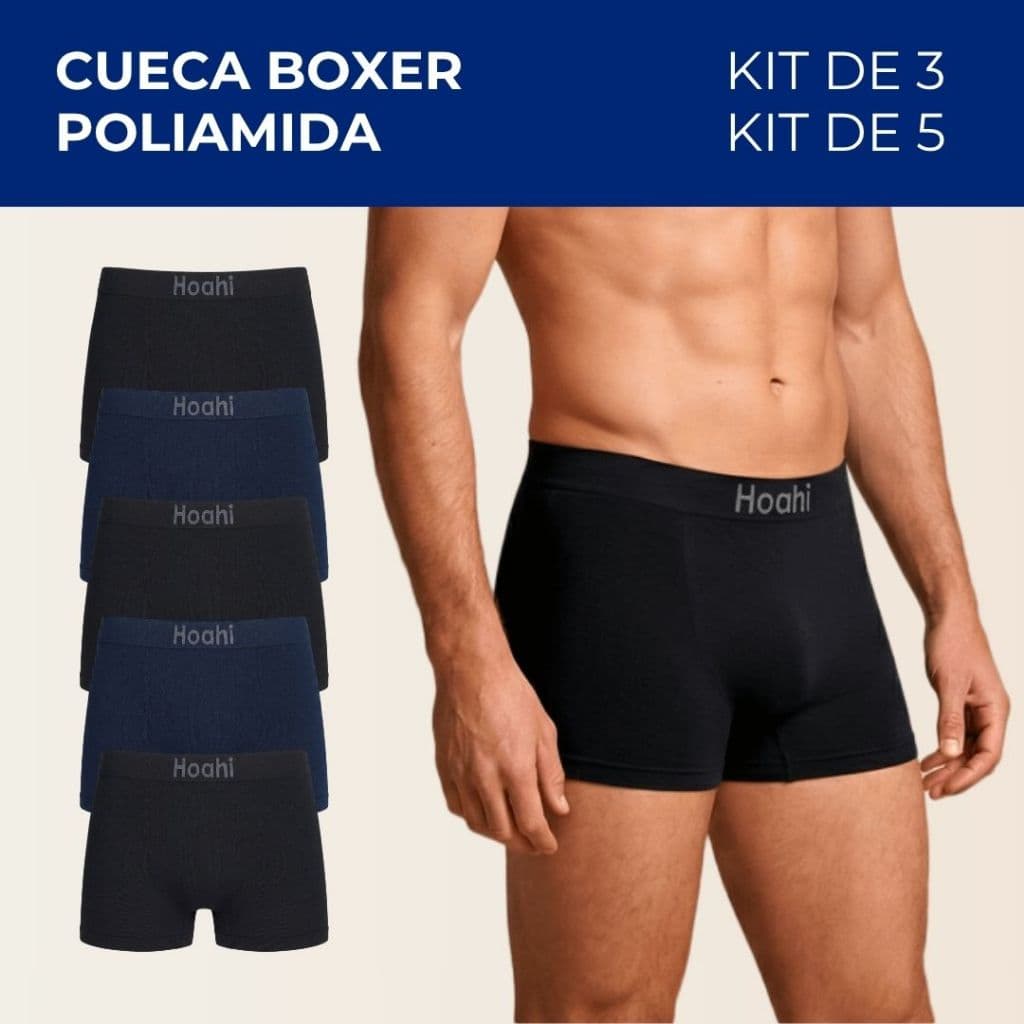 Kit Cueca Boxer Sem Costura Poliamida Respirável Adulto Masculina