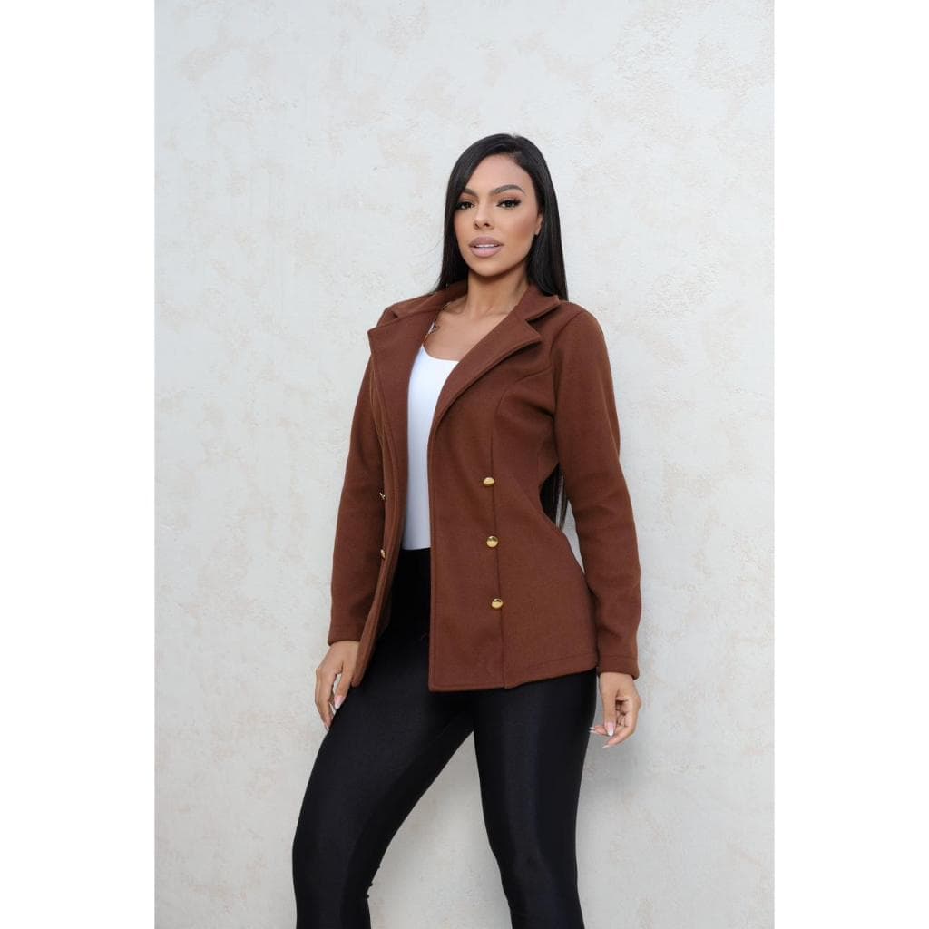 Blazer Feminino Casaquinho tecido Lá Batida Casaco Social Com Botão Lindo Super Envio Premium