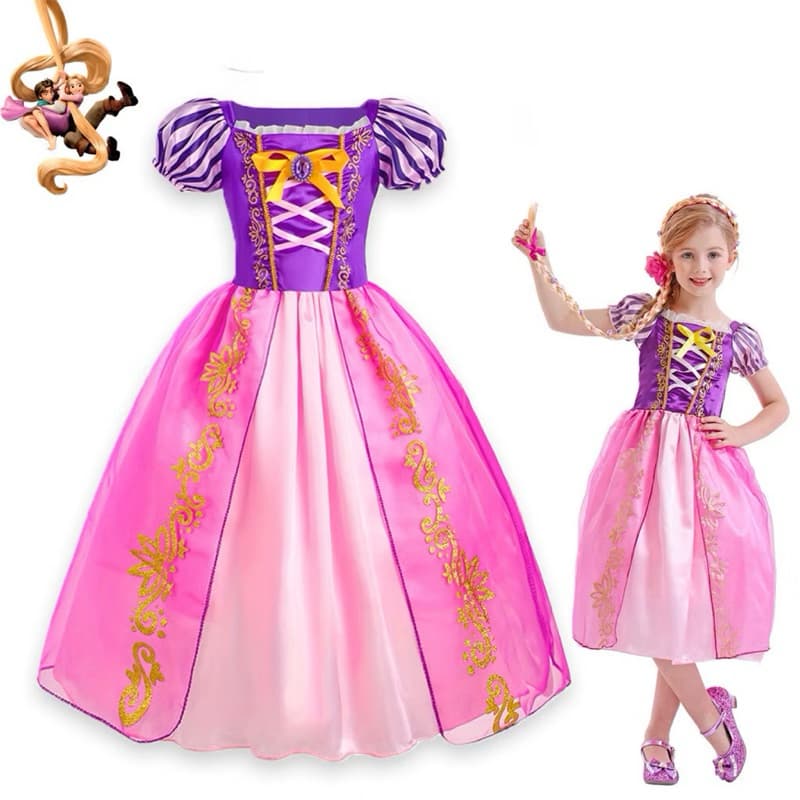 Vestido Fantasia Infantil Rapunzell Princesa Enrolados Luxo