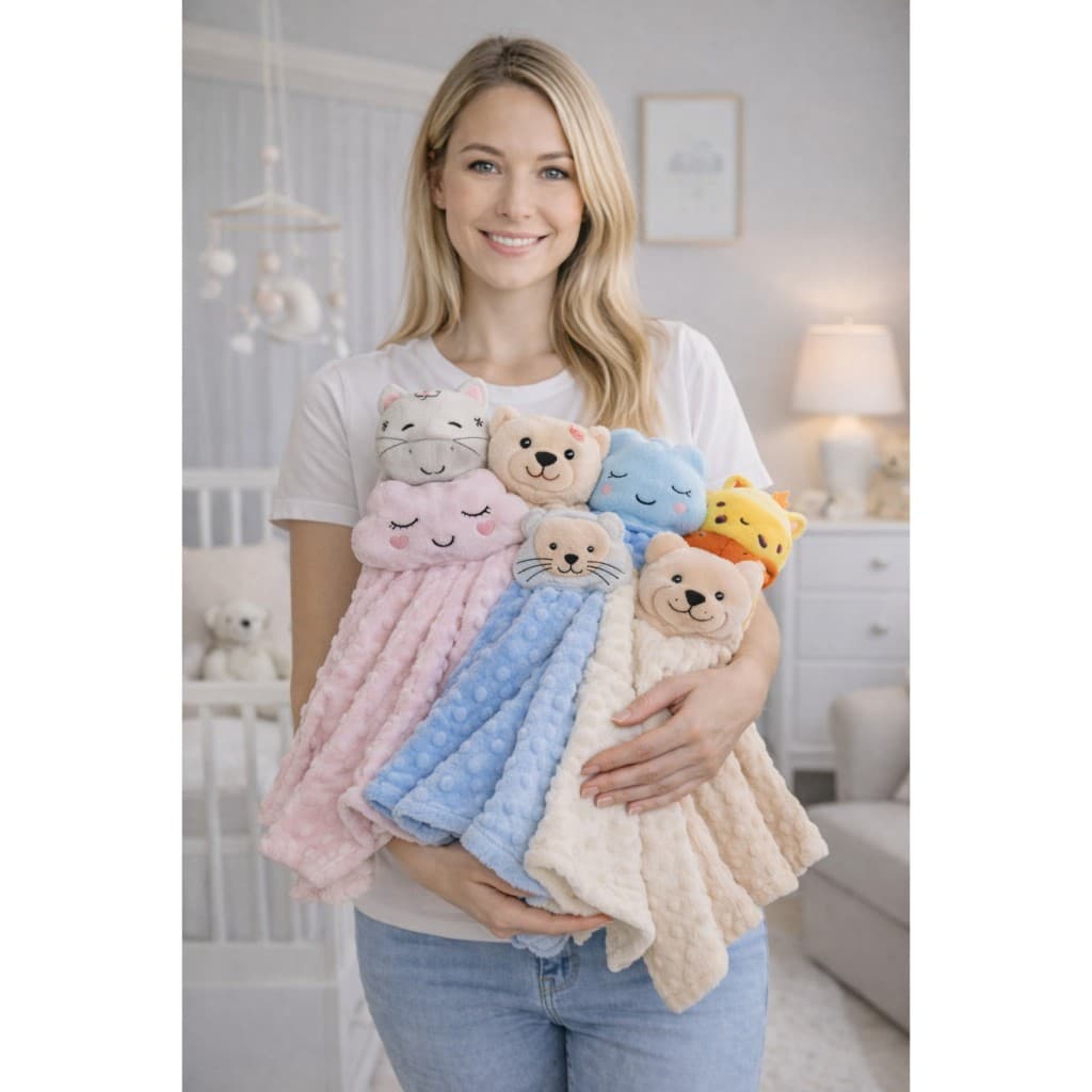 Naninha Para bebê luxo ursinho pelúcia, menino menina 30x35 cm
