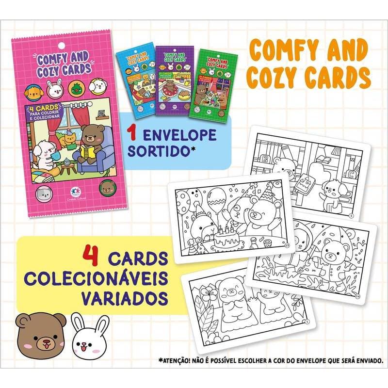 Livro Comfy and Cozy 4 Cards para colorir e colecionar