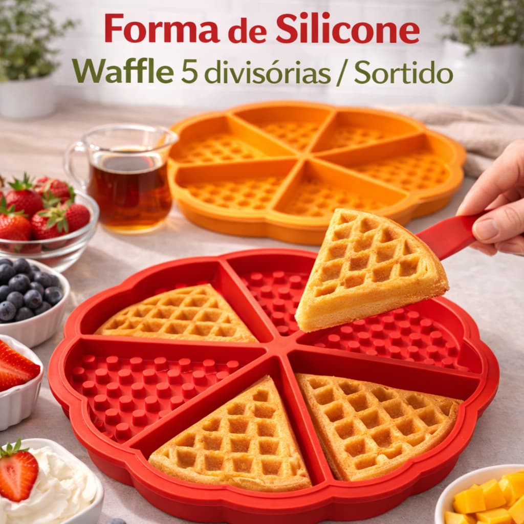 Forma de Silicone Waffle Chocolate Ovo Air Fryer 5 Cavidades Sortido