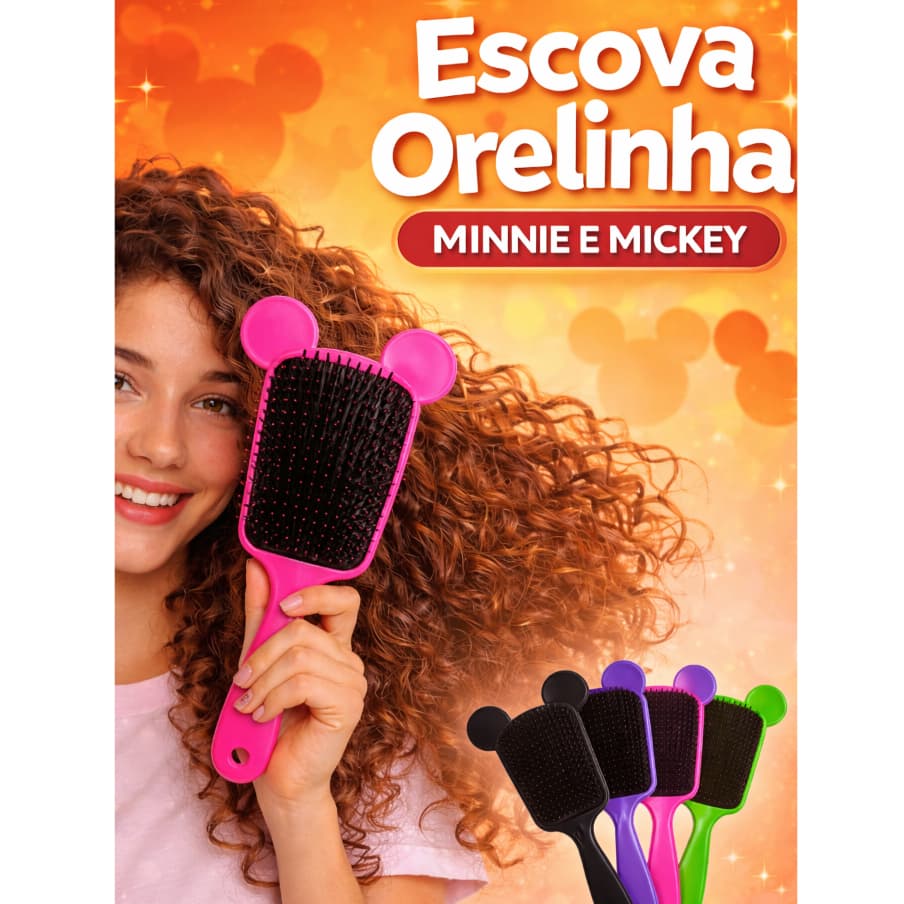 Escova Orelhinha Minnie Mickey Para Todos os Tipos - Adulto, Infantil, Presente