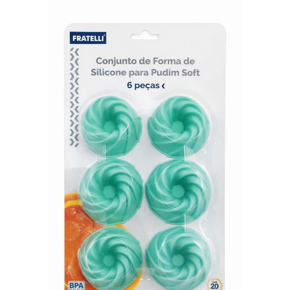 Kit 6 Formas Silicone Pudim Gelatina Mousse Mini Bolo Fácil Desenformarde /Vede