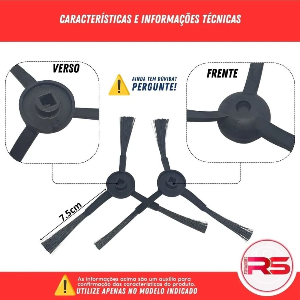Par Escova Lateral Para Robo Aspirador Wap Robot W1000 - NOVO