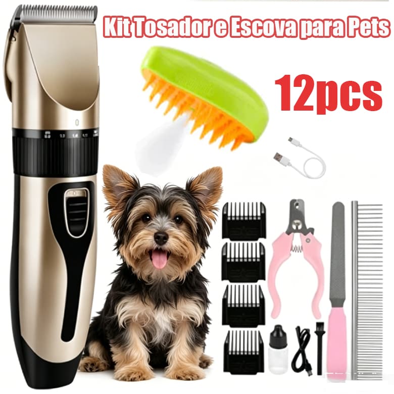 Kit 12 Tosador e Escova para Pets de Pelo Longo - Frescor, Higiene e Limpeza para Cães e Gatos