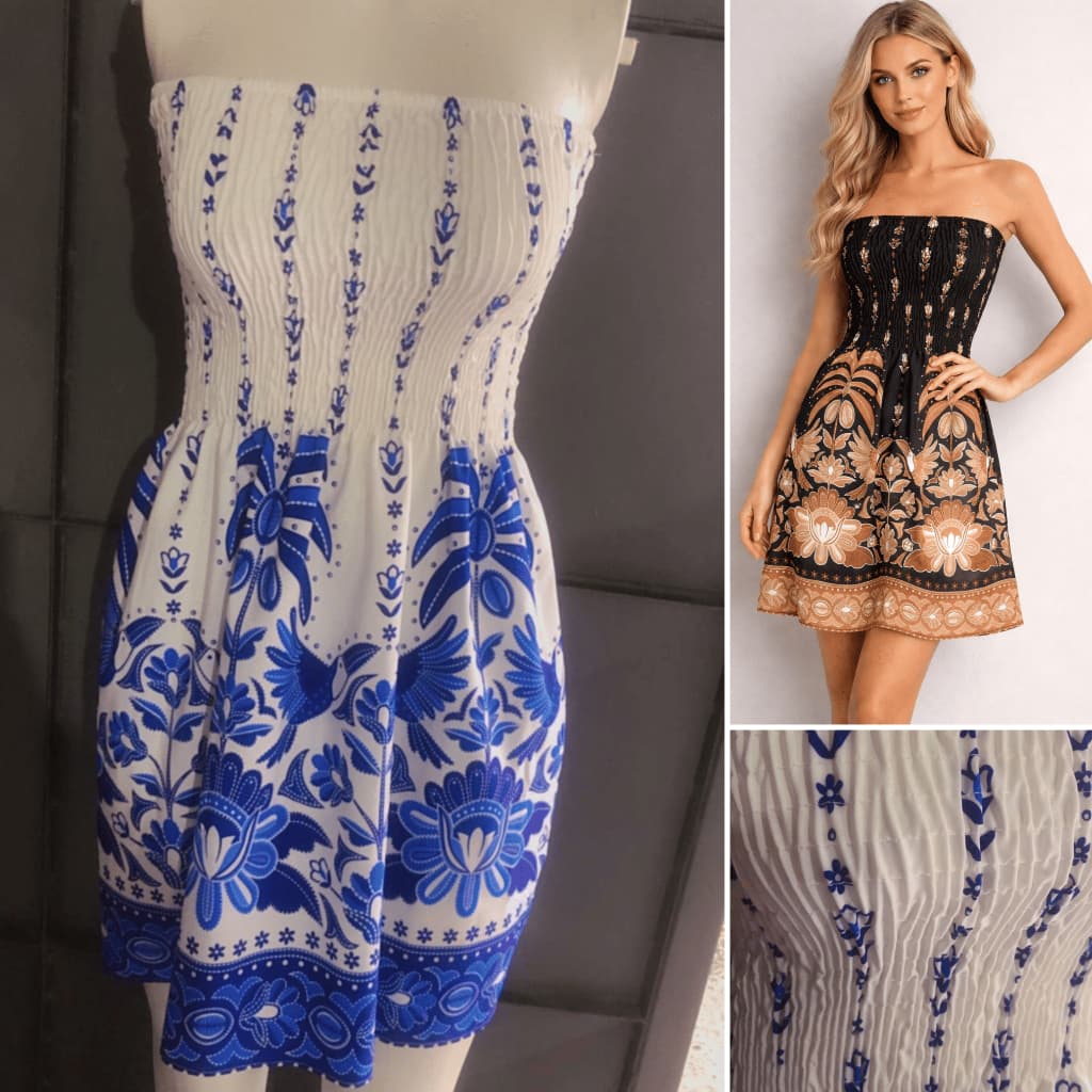 Vestido Curto Feminino com Estampa Floral e Lastex no Busto