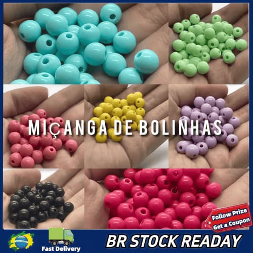 ✅[BR Seller]Miçangas Coloridas Bolinha 500g 4400 peças 6mm 8mm 10mm Lisa Leitosa para Pulseira Colar Artesanato