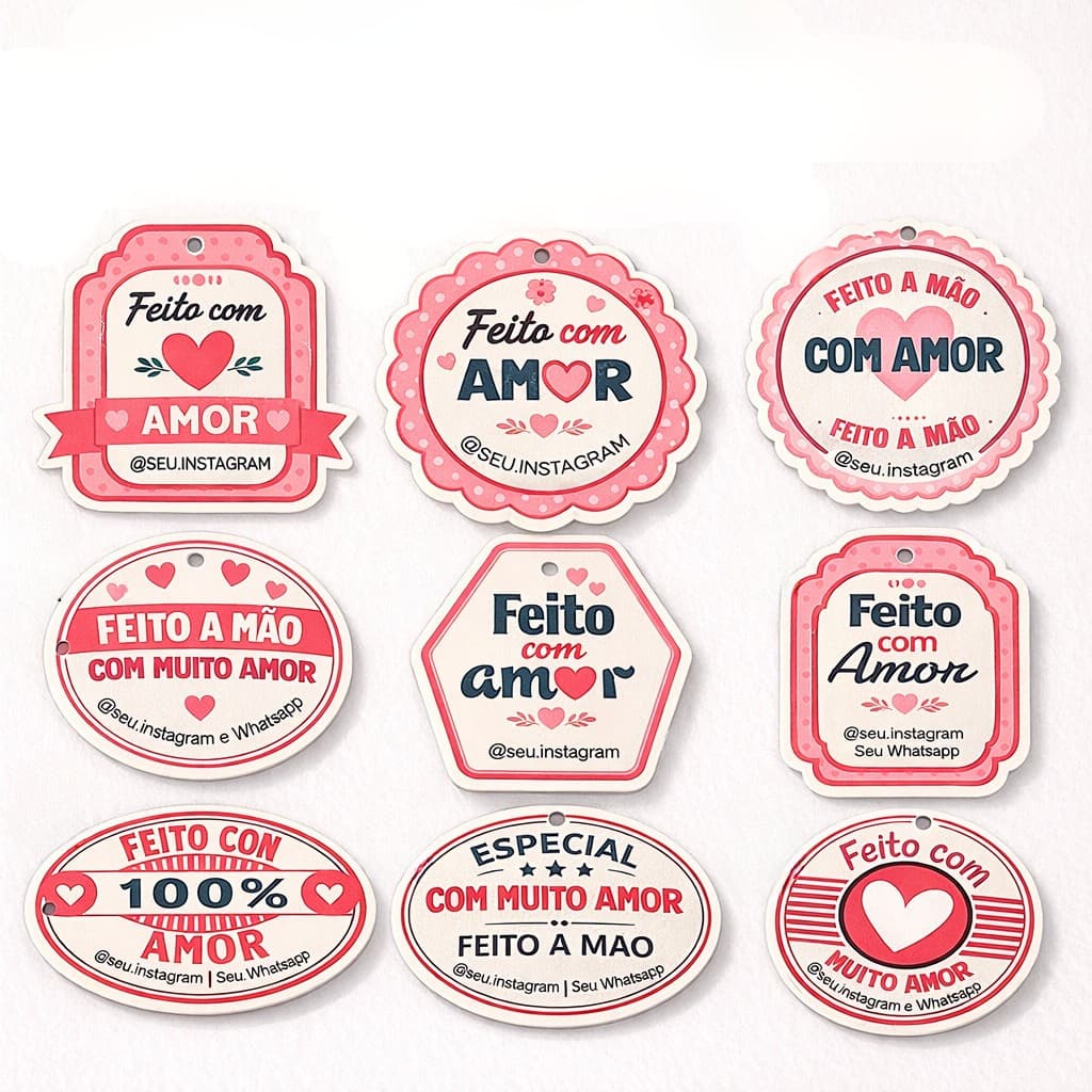 Kit Etiqueta Personalizada Tags Delivery Coloridas Confeitaria Feito Com Amor