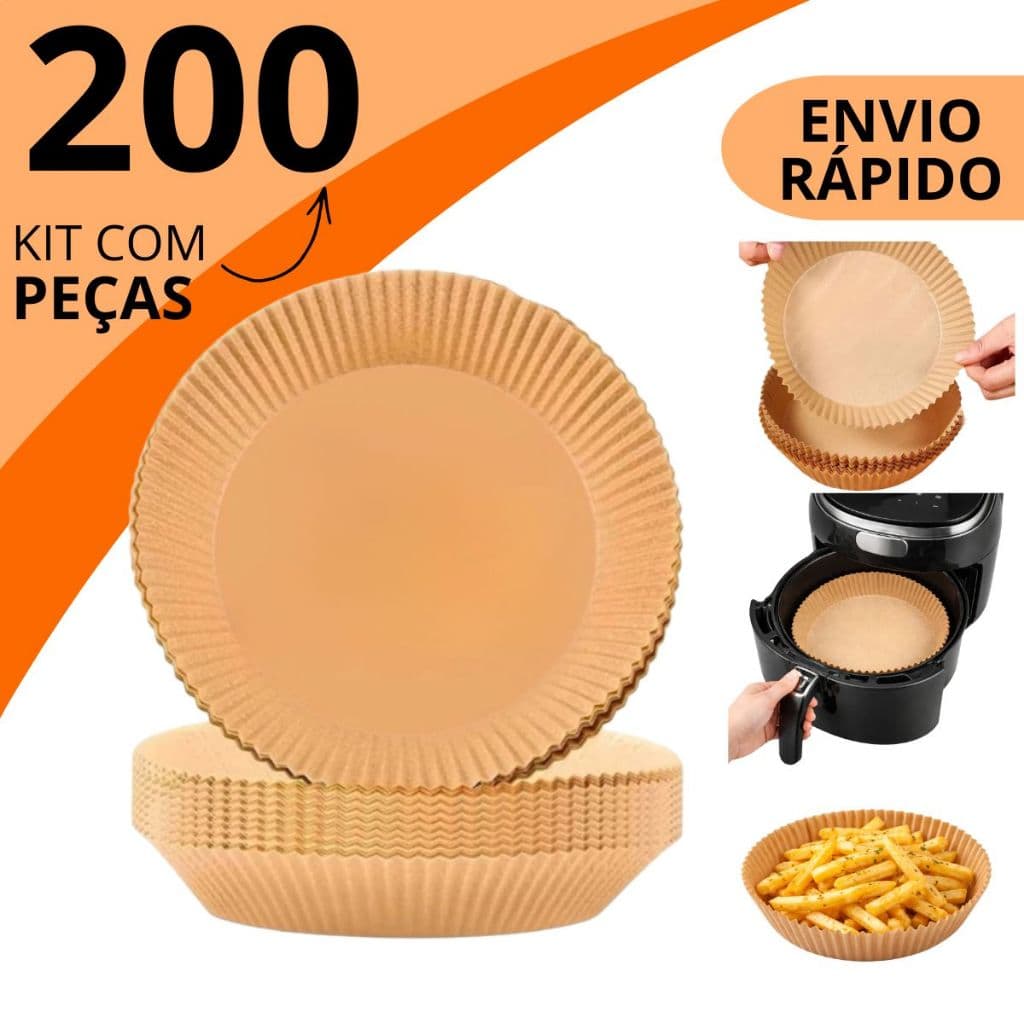 KIT 50/100/150/200 Formas Assadeira Papel Manteiga Descartável Para Air fryer Sem Sujeira