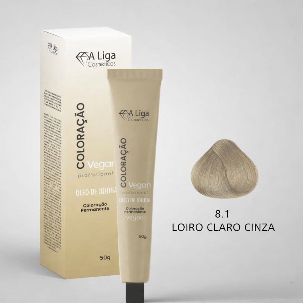 COLORAÇÃO VEGANA 8.1 LOIRO CLARO CINZA - A LIGA COSMÉTICOS 60 GR