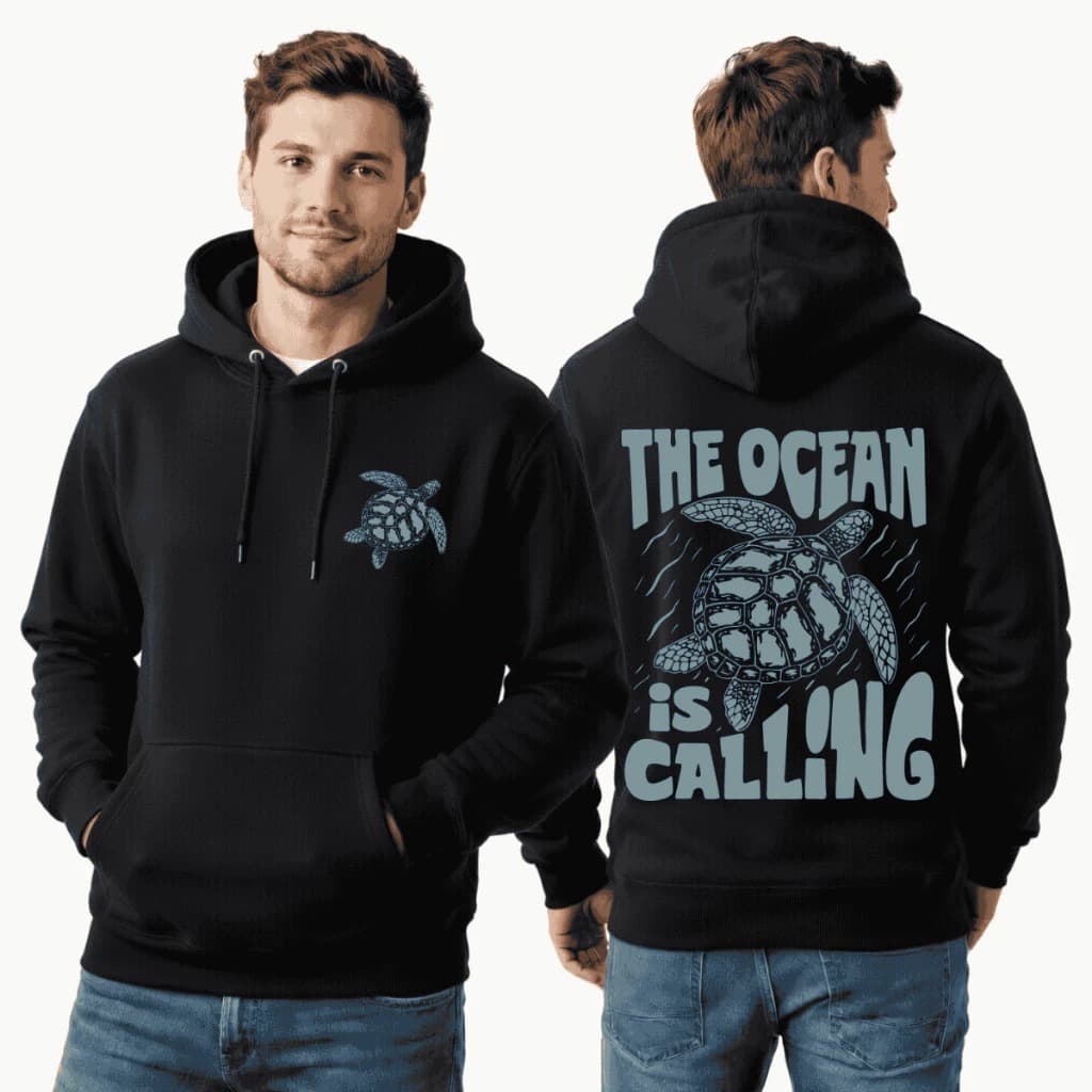 Moletom Oceano Tartaruga Marinha Blusa de Frio Canguru Unisex Estampa Natureza Peluciado Algodão Premium Duo-Street