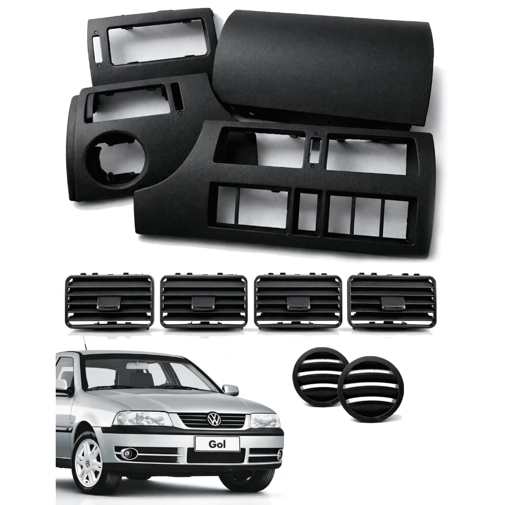 Kit Moldura Acabamento Painel+ 6 Telas Saída do Ar Gol G3 Saveiro Parati 2000 2001 02 03 04 05