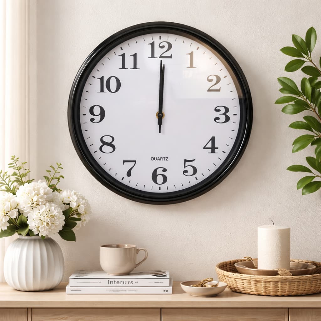 Relógio de Parede Decorativo 30cm Preto Quartz Estilo Moderno Elegante e Fácil de Instalar