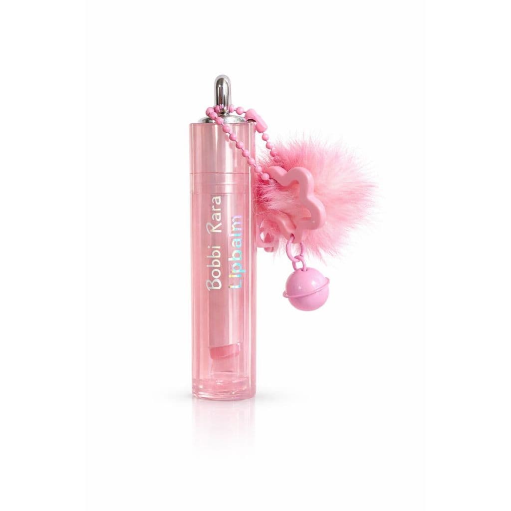 Lip Balm Hidratante com Chaveiro Pompom e Pingente Coração Bobbi Rara