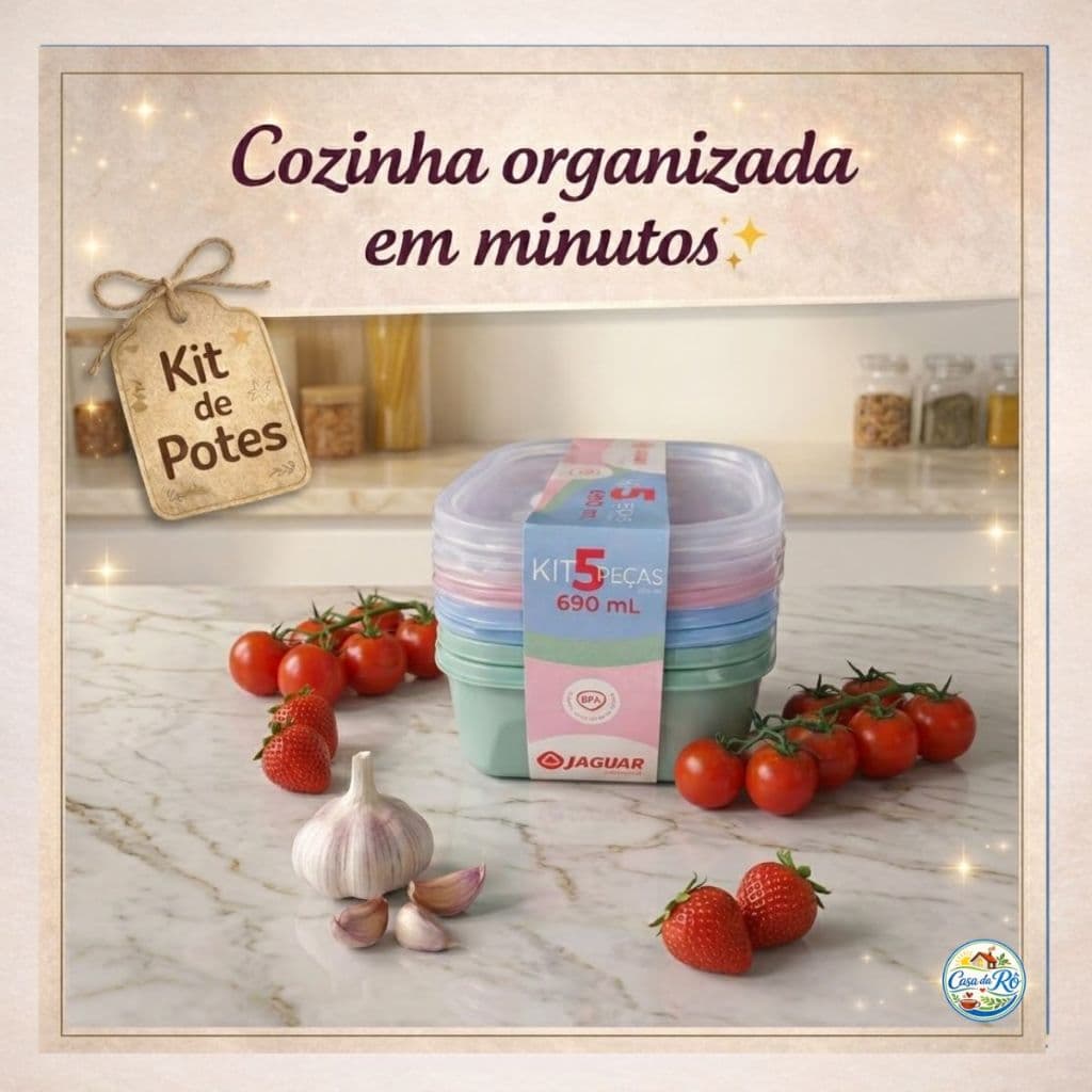 Kit 5/10 Potes Quadrado 690ml Organizador de Cozinha Jaguar Cores Variadas