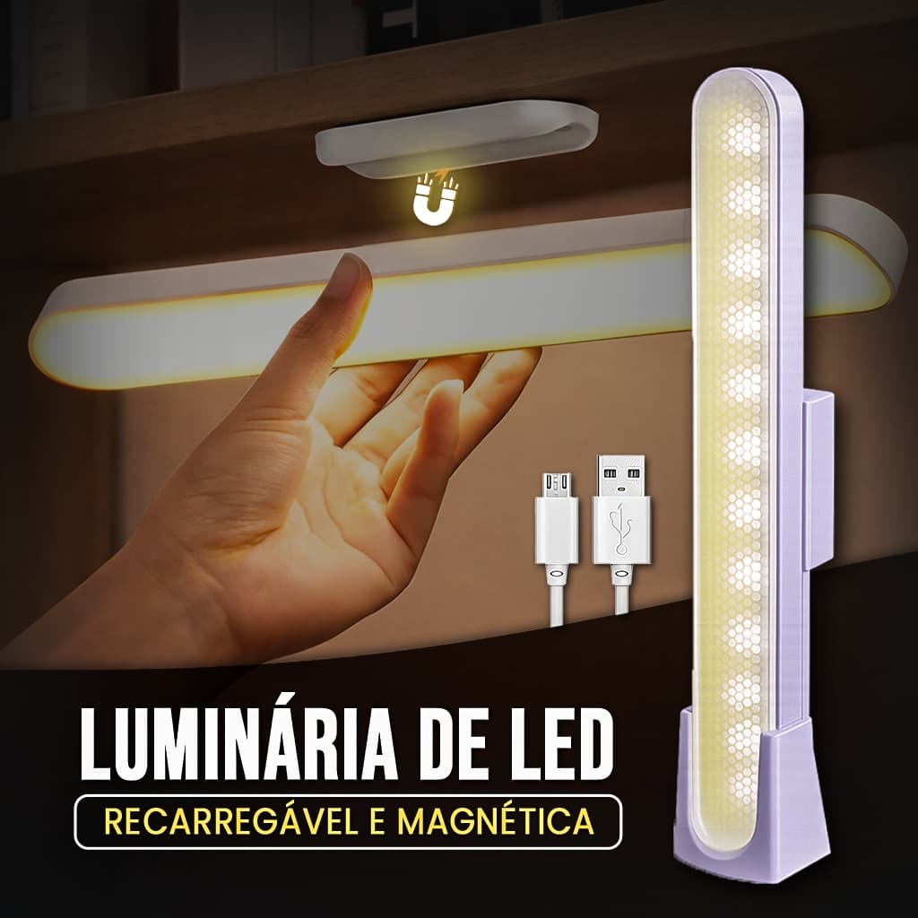 Luminária LED Recarregável USB-C Magnética 3 Tons Luz Portátil