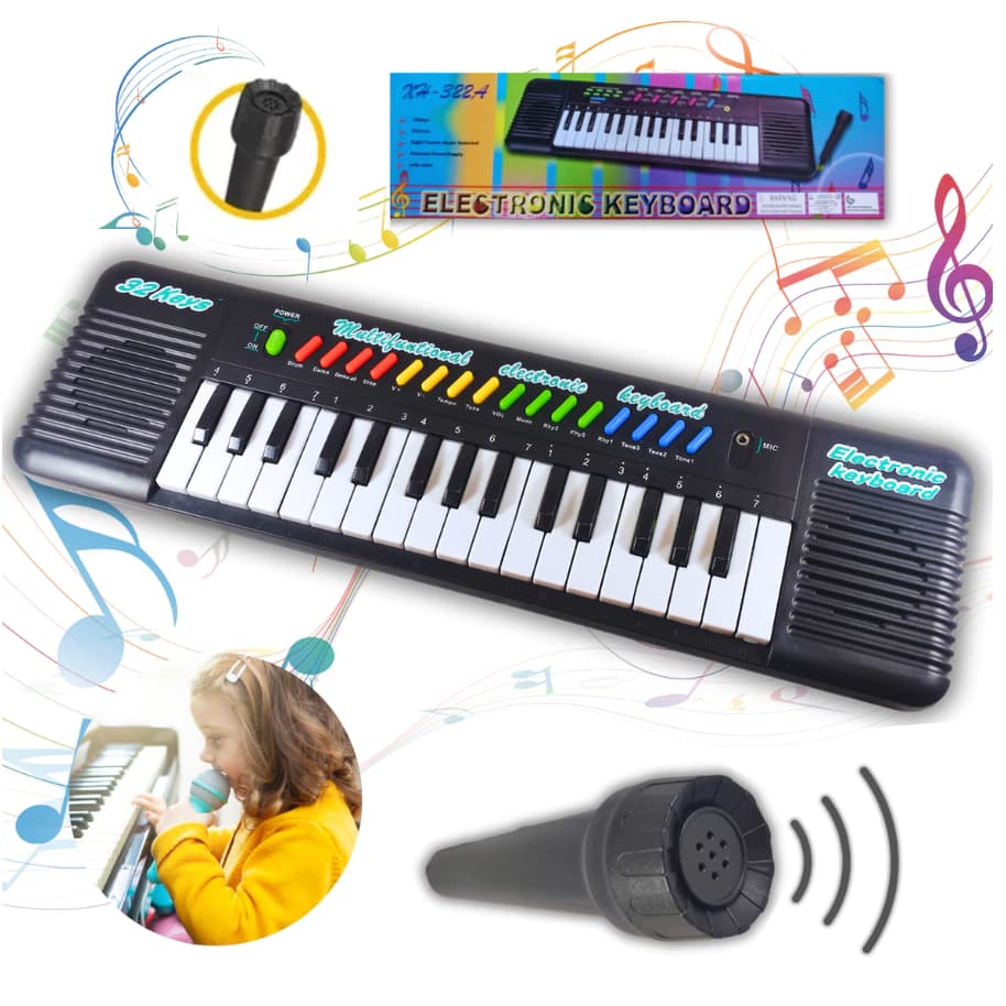 Piano Teclado Musical Infantil 32 Teclas Com Microfone Para Criança