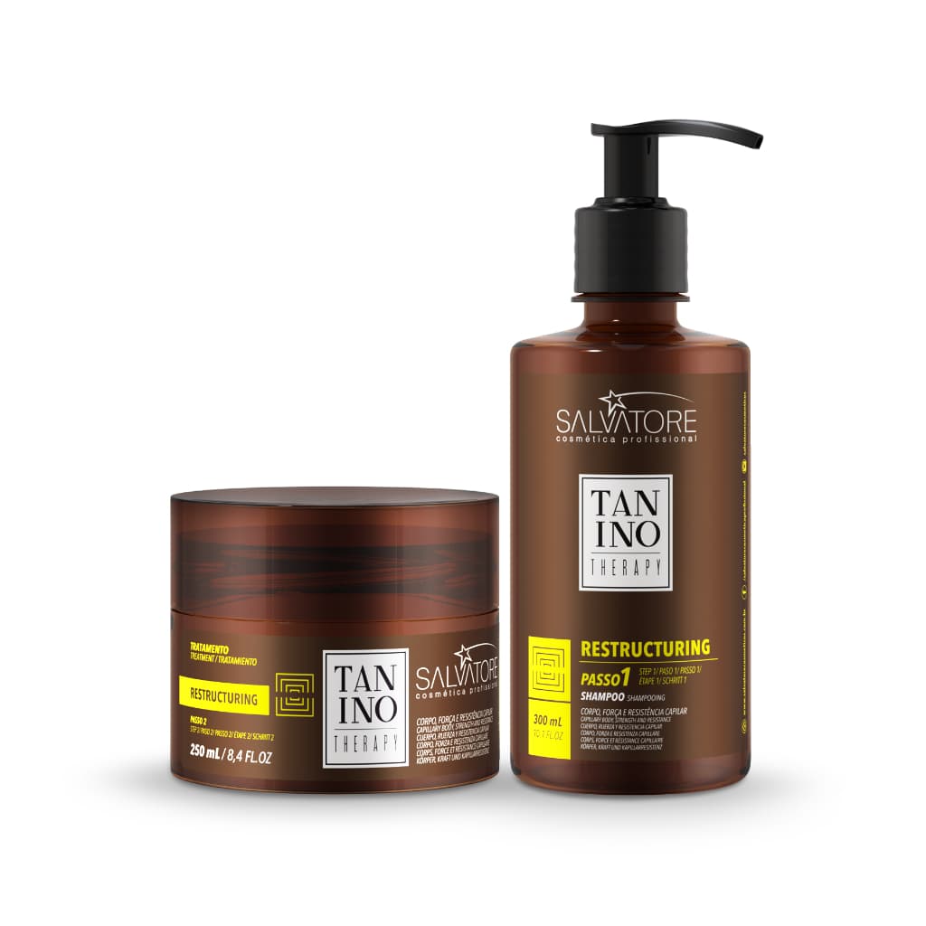 Kit Tanino Therapy Restructuring Salvatore Shampoo 300ml + Máscara 250ml Força e Resistencia