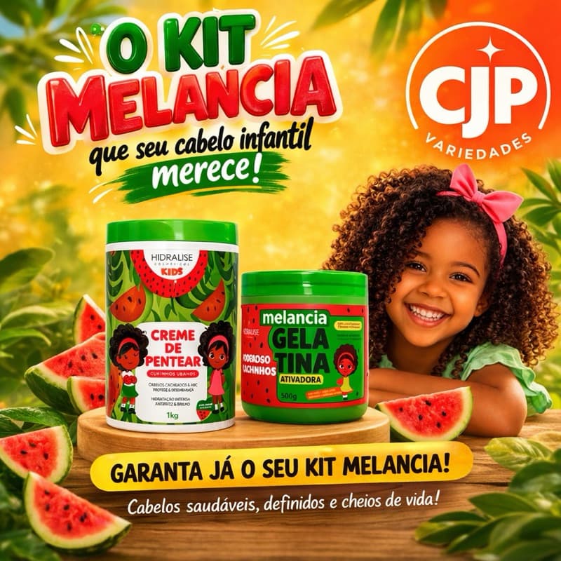 Kit Cachos Infantil Creme de Pentear + Gelatina Ativadora Hidratação Definição Kids