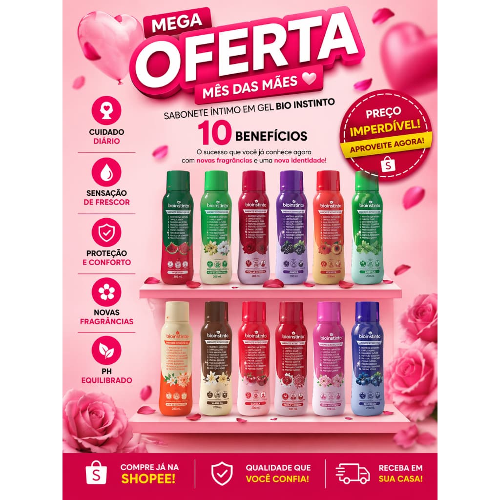 💖 12 SABONETE ÍNTIMO EM GEL BIO INSTINTO – 10 BENEFÍCIOS 💖