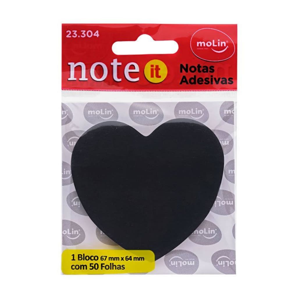 BLOCO DE RECADO AUTOADESIVO CORAÇÃO BLACK 50FLS - MOLIN