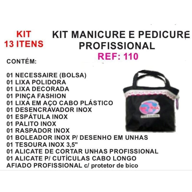Kit Manicure e pedicure profissional Global Mil Ref.110