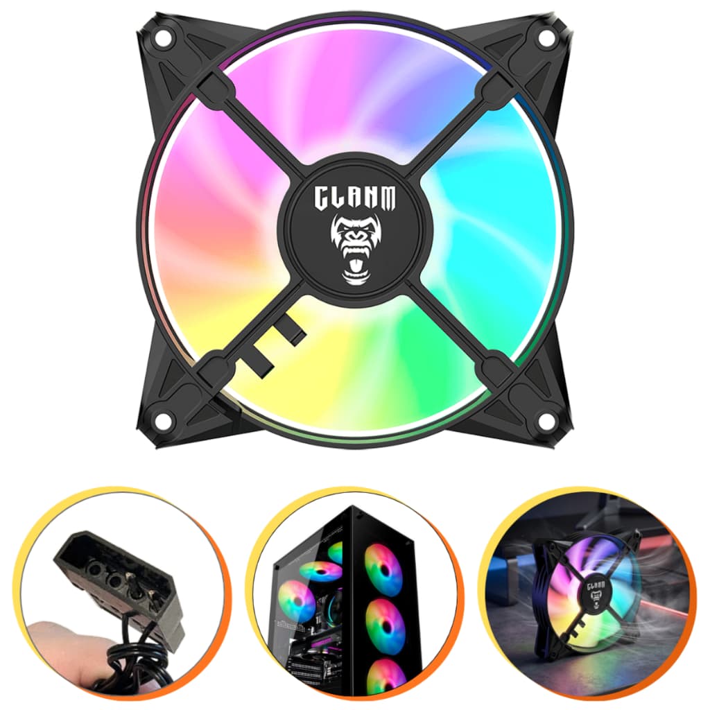 Cooler Fan Ventoinha Luz Led RGB 4 Pin Molex Gabinete Pc 120mm EURUS CLANM