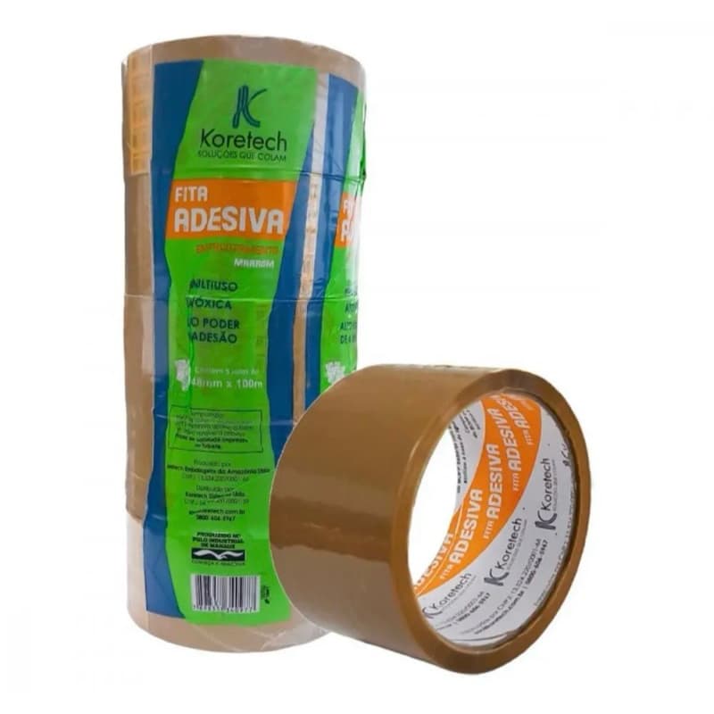 5 Fitas Adesivas 45mm x 50 metros Marrom Durex Ideal para Caixas Direto da Fábrica