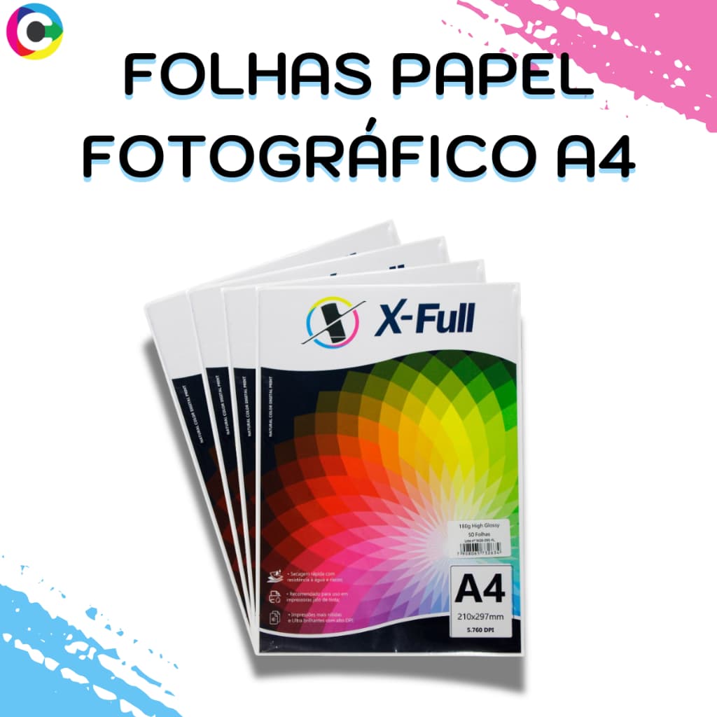 100 Folhas Papel Fotográfico A4 Glossy Acabamento Brilhante Proteção à Prova D'água Alta Qualidade