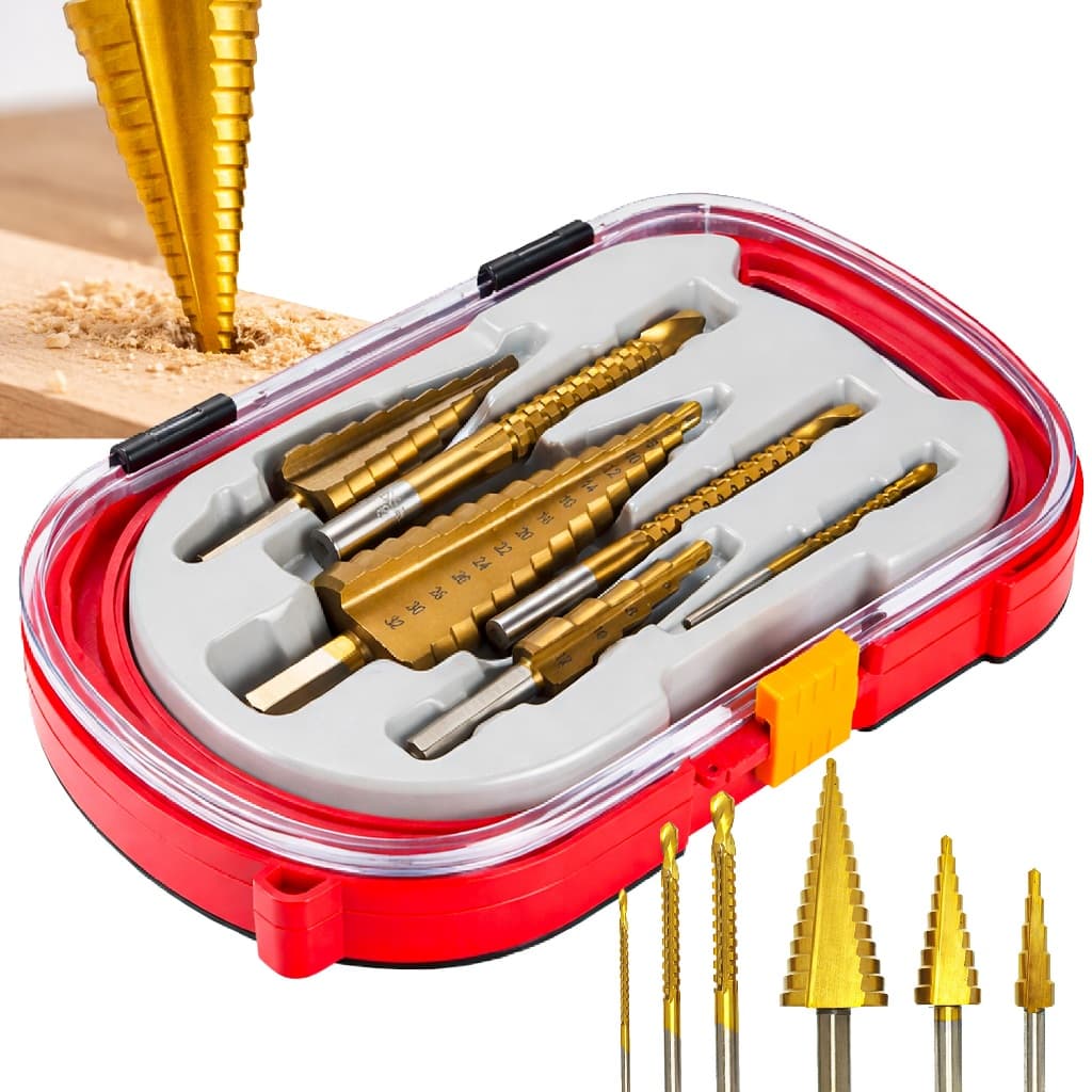 Kit 6 Brocas Escalonadas De Aço Titânio 3mm 6mm 12mm 4-12mm 4-20mm 4-32mm Linha Premium