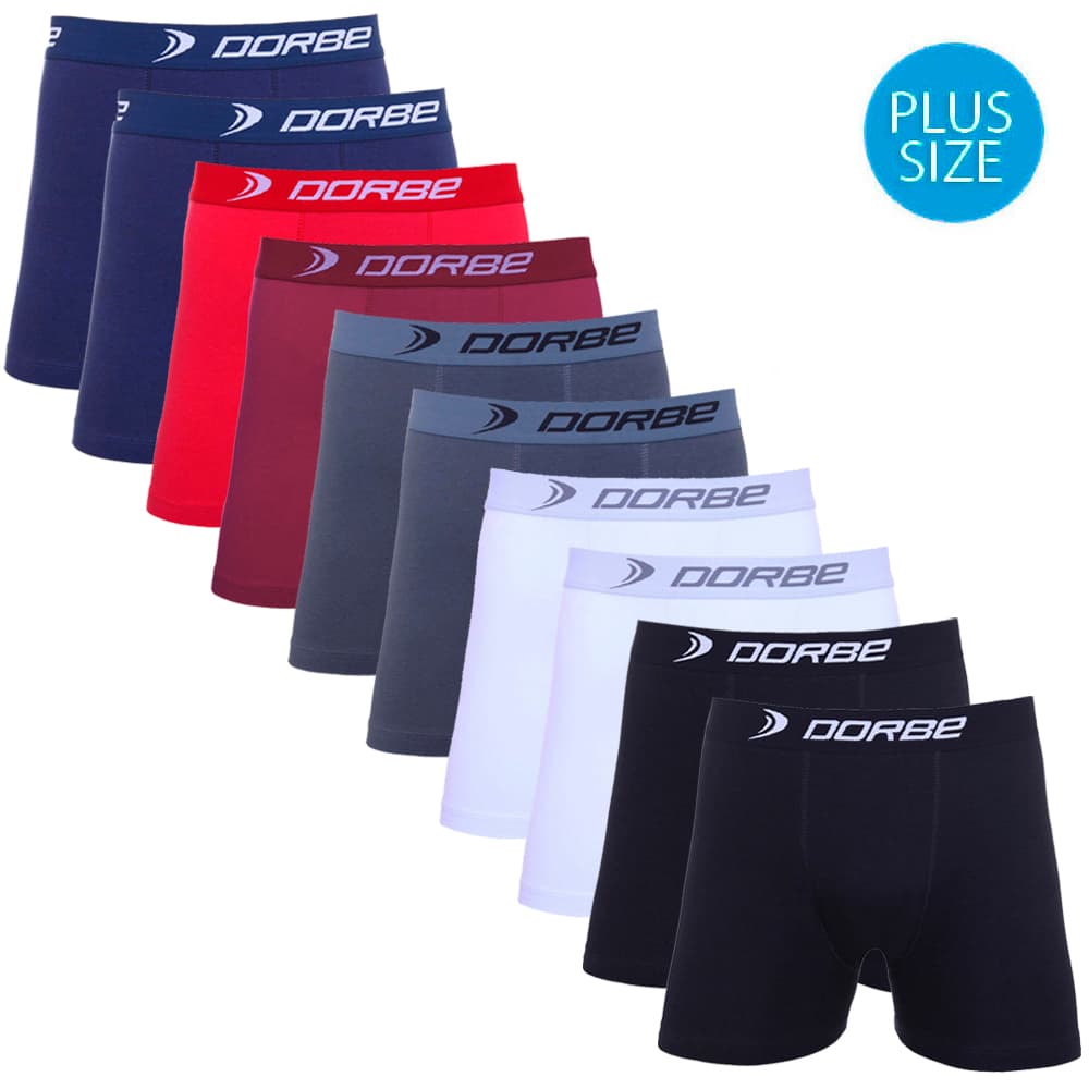 Kit 10 Cuecas Boxer Plus Size Algodão Dorbe Não Enrola Original Masculina Cueca Box Plu Size Cotton