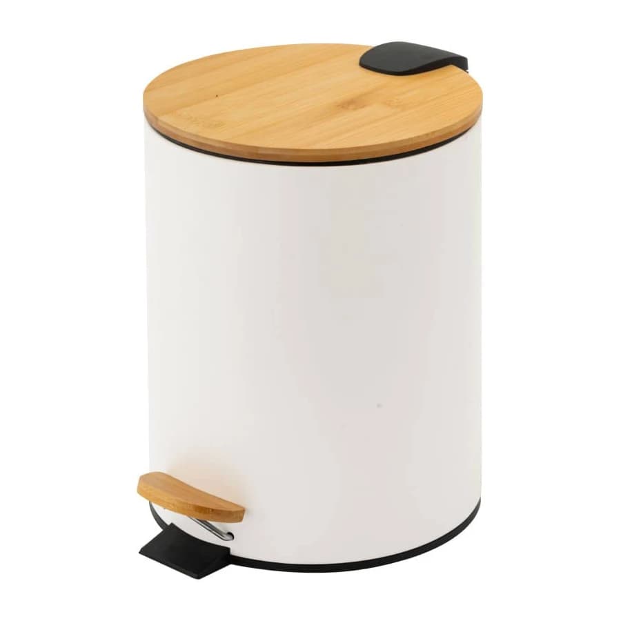 Lixeira Redonda 3L Branca Banheiro Escritorio Lavabo Quarto Compacta Plastico Resistente 17x24cm