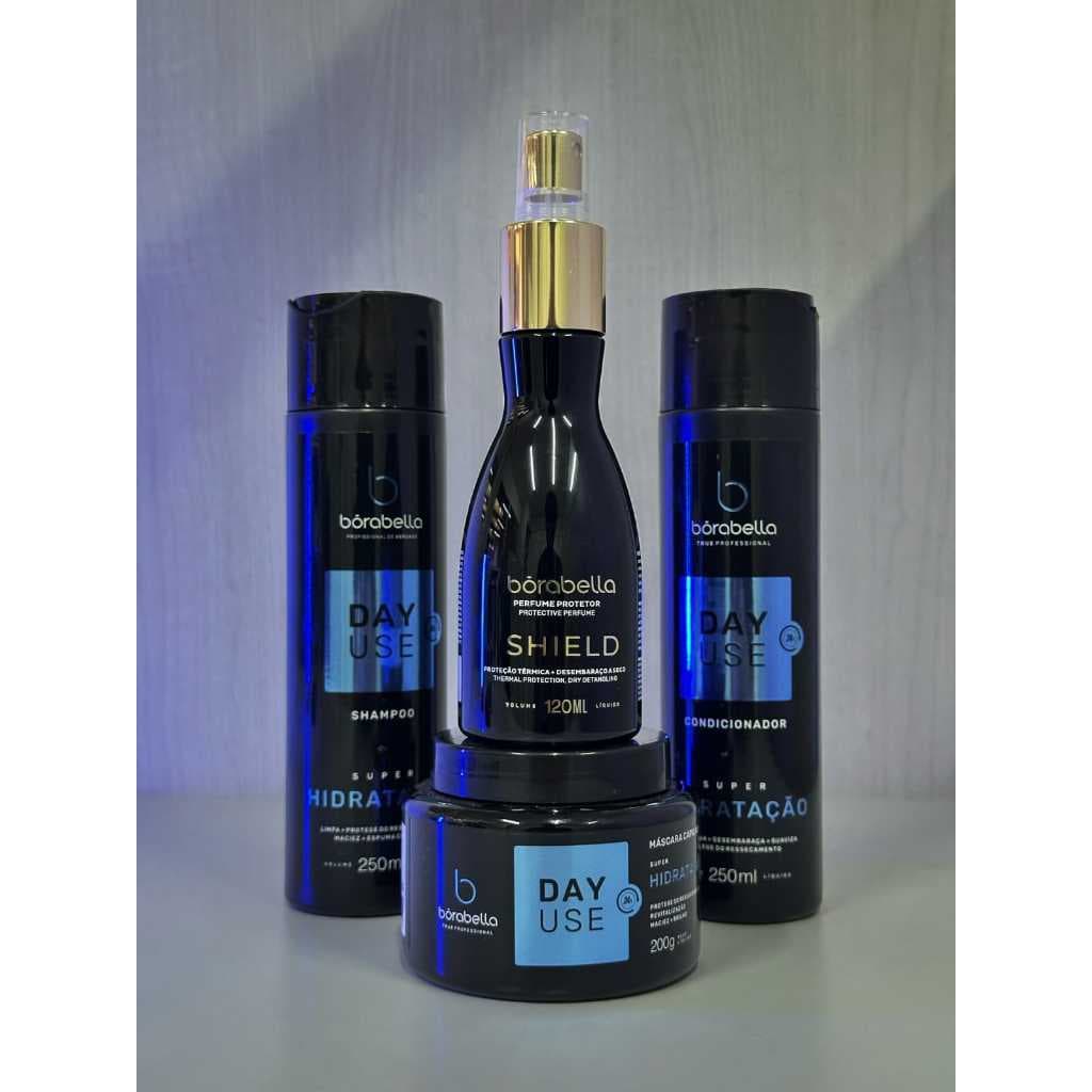 KIT BORABELLA DAY USE HIDRATAÇÃO + SHIELD PERFUME PROTETOR TÉRMICO 120ML
