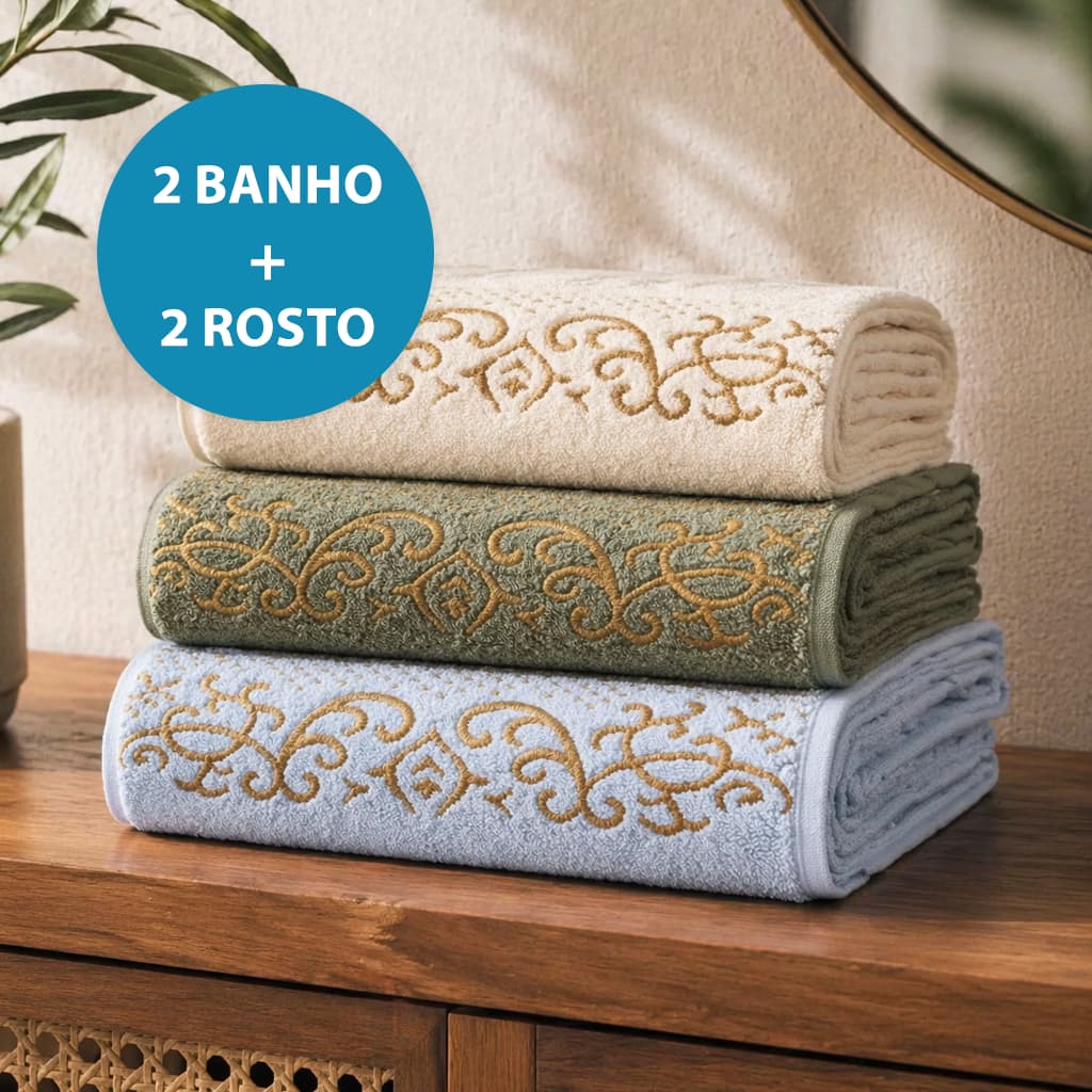 Kit Toalhas Exuberance 2 Banho + 2 Rosto Elegância e Conforto