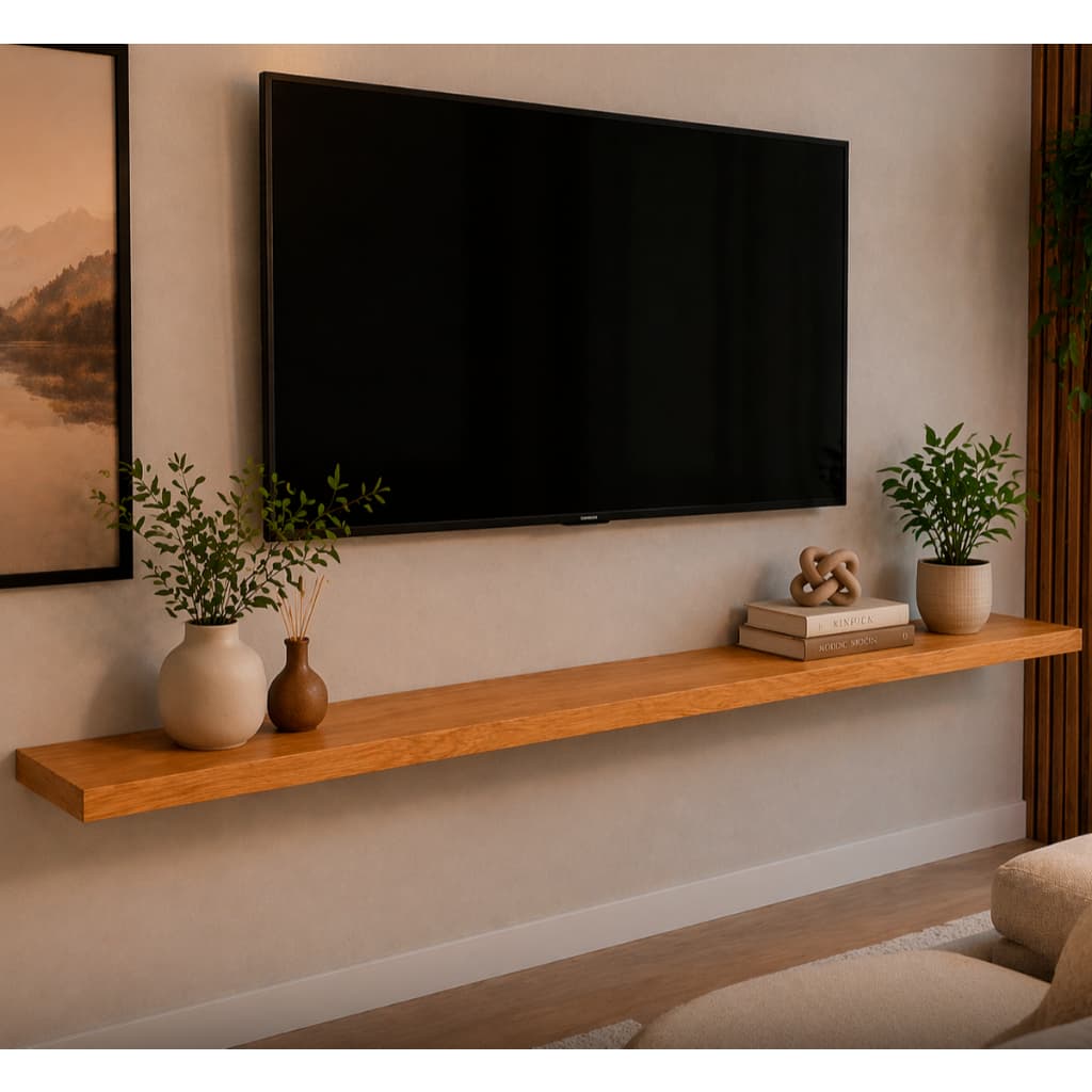 Prateleira Flutuante 120cm MDF Louro Freijó Suporte Invisível