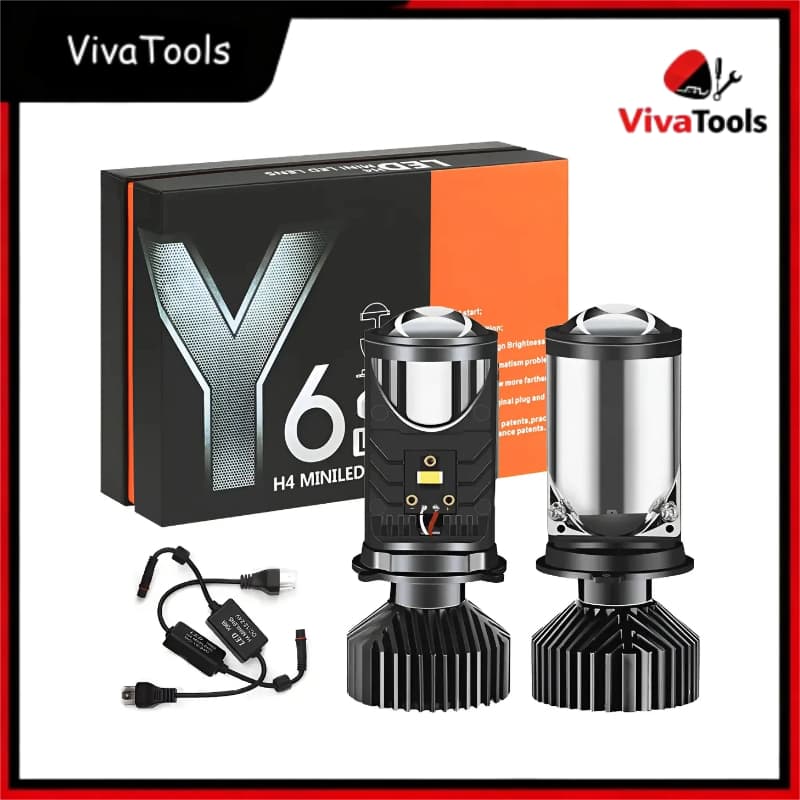 Kit Conversão H4 LED 24.000LM - Lente Projetor Mini para Carro Alto/Baixo Y6 Y7 Y8 L2