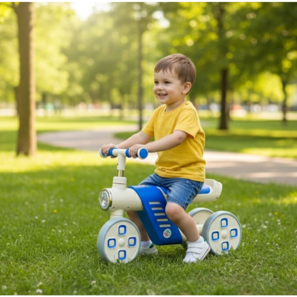 Mini Bicicleta Infantil Quatro Rodas Estabilidade Aprendizado Diversao Azul Seguro